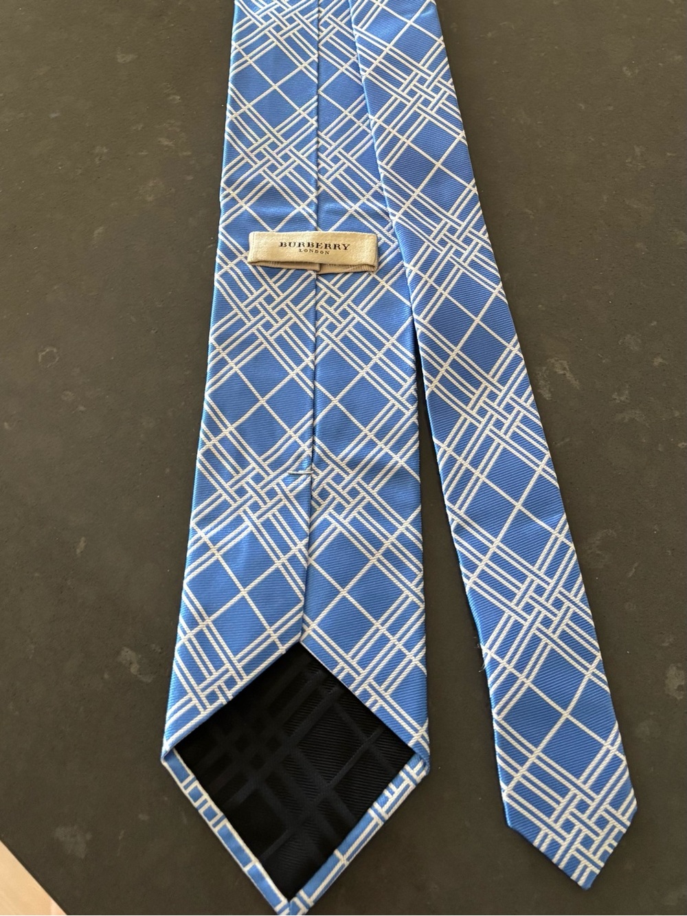 Burberry Light Blue Classic Check Pattern Men's Tie - Picture 4 of 4